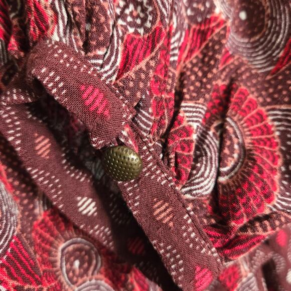 Maeve By Anthropologie Amber Tiered Tunic Dress XS Wine Burgundy Babydoll Boho - Picture 9 of 12